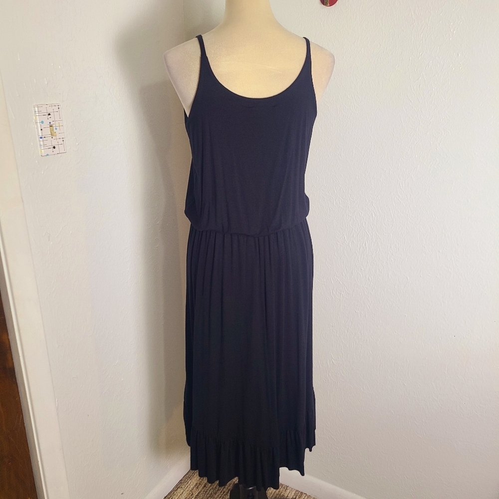 Karlie Little Black High-Low Dress, Ruffles Around Bottom Spaghetti Straps, Lge